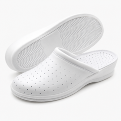 Ciabatte Sanitarie Anatomiche in Pelle - Bianco Donna / 39 EU