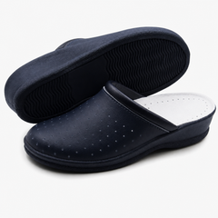 Ciabatte Sanitarie Anatomiche in Pelle - Blu Donna / 36 EU