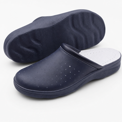 Ciabatte Sanitarie Anatomiche in Pelle - Blu Uomo / 40 EU