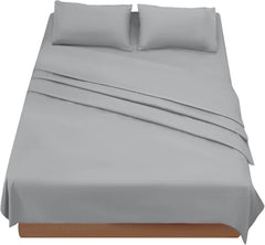 Completo Lenzuola in Microfibra 3 Pezzi - Grigio Chiaro / 180x190/200 cm