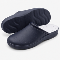 Ciabatte Sanitarie Anatomiche in Pelle - Blu Uomo / 43 EU