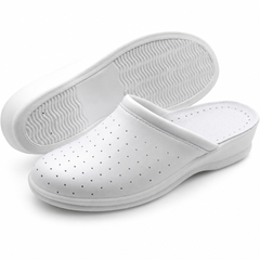 Ciabatte Sanitarie Anatomiche in Pelle - Bianco Donna / 41 EU