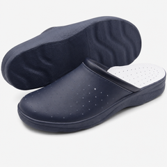 Ciabatte Sanitarie Anatomiche in Pelle - Blu Uomo / 45 EU