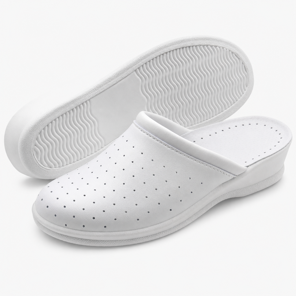 Ciabatte Sanitarie Anatomiche in Pelle - Bianco Donna / 35 EU