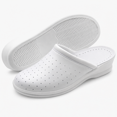 Ciabatte Sanitarie Anatomiche in Pelle - Bianco Donna / 35 EU