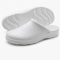 Ciabatte Sanitarie Anatomiche in Pelle - Bianco Uomo / 46 EU