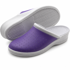 Ciabatte Sanitarie Anatomiche in Pelle - Viola Donna / 39 EU
