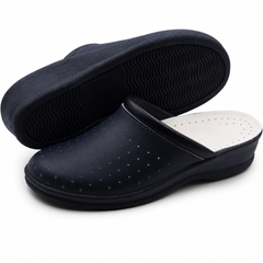 Ciabatte Sanitarie Anatomiche in Pelle - Blu Donna / 40 EU
