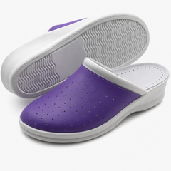 Ciabatte Sanitarie Anatomiche in Pelle - Viola Donna / 37 EU