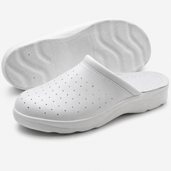 Ciabatte Sanitarie Anatomiche in Pelle - Bianco Uomo / 44 EU