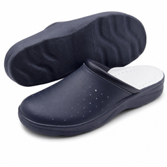 Ciabatte Sanitarie Anatomiche in Pelle - Blu Uomo / 42 EU