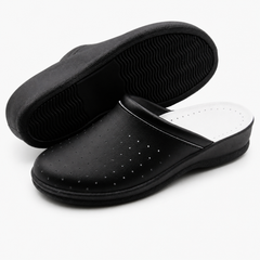Ciabatte Sanitarie Anatomiche in Pelle - Nero Donna / 40 EU