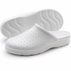Ciabatte Sanitarie Anatomiche in Pelle - Bianco Uomo / 40 EU