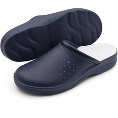 Ciabatte Sanitarie Anatomiche in Pelle - Blu Uomo / 41 EU