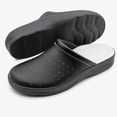 Ciabatte Sanitarie Anatomiche in Pelle - Nero Uomo / 44 EU