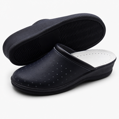 Ciabatte Sanitarie Anatomiche in Pelle - Blu Donna / 35 EU