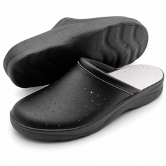 Ciabatte Sanitarie Anatomiche in Pelle - Nero Uomo / 42 EU