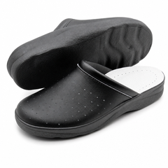 Ciabatte Sanitarie Anatomiche in Pelle - Nero Uomo / 45 EU