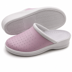 Ciabatte Sanitarie Anatomiche in Pelle - Rosa Donna / 39 EU
