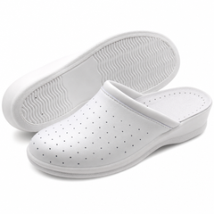 Ciabatte Sanitarie Anatomiche in Pelle - Bianco Donna / 37 EU