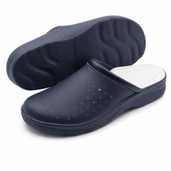 Ciabatte Sanitarie Anatomiche in Pelle - Blu Uomo / 44 EU