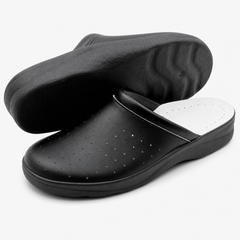 Ciabatte Sanitarie Anatomiche in Pelle - Nero Uomo / 40 EU