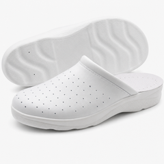 Ciabatte Sanitarie Anatomiche in Pelle - Bianco Uomo / 45 EU