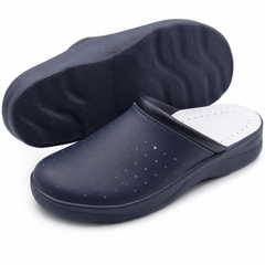 Ciabatte Sanitarie Anatomiche in Pelle - Blu Uomo / 46 EU