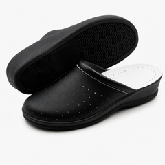 Ciabatte Sanitarie Anatomiche in Pelle - Nero Donna / 41 EU
