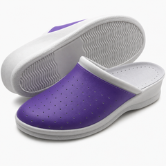 Ciabatte Sanitarie Anatomiche in Pelle - Viola Donna / 41 EU
