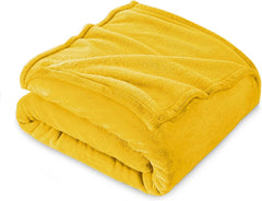Coperta Plaid Morbida per Letto e Divano - Giallo / 130x160CM