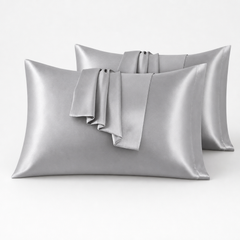 Federe per Cuscino in Raso Set 2 Pezzi - Grigio Chiaro / 50x80 cm