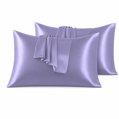 Federe per Cuscino in Raso Set 2 Pezzi - Lilla / 50x90 cm