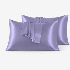 Federe per Cuscino in Raso Set 2 Pezzi - Lilla / 50x80 cm