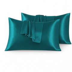 Federe per Cuscino in Raso Set 2 Pezzi - Verde Acqua / 50x80 cm