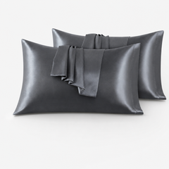 Federe per Cuscino in Raso Set 2 Pezzi - Grigio Scuro / 50x75 cm