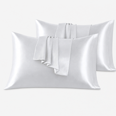 Federe per Cuscino in Raso Set 2 Pezzi - Grigio / 50x80 cm