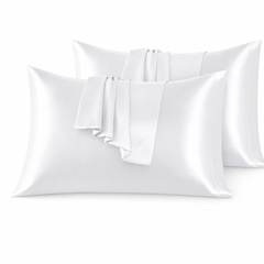 Federe per Cuscino in Raso Set 2 Pezzi - Bianco / 50x75 cm