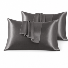 Federe per Cuscino in Raso Set 2 Pezzi - Grigio Chiaro / 50x75 cm