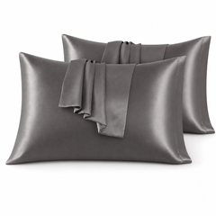 Federe per Cuscino in Raso Set 2 Pezzi - Grigio Chiaro / 50x90 cm