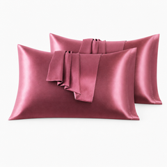 Federe per Cuscino in Raso Set 2 Pezzi - Rosa Scuro / 50x90 cm