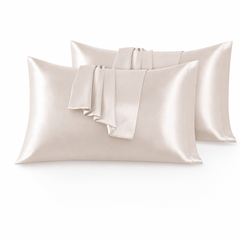 Federe per Cuscino in Raso Set 2 Pezzi - Beige / 50x75 cm