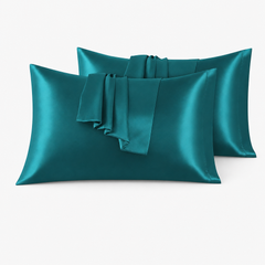 Federe per Cuscino in Raso Set 2 Pezzi - Verde Acqua / 45x70 cm