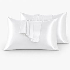 Federe per Cuscino in Raso Set 2 Pezzi - Bianco / 50x80 cm