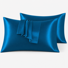 Federe per Cuscino in Raso Set 2 Pezzi - Blu Marino / 45x70 cm
