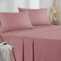 Completo Lenzuola in Microfibra Morbida - Rosa Scuro / 135x190/200 cm
