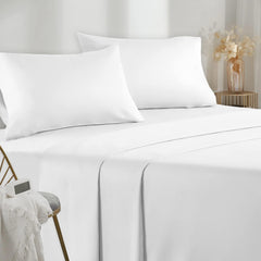 Completo Lenzuola in Microfibra Morbida - Bianco / 140x190/200 cm