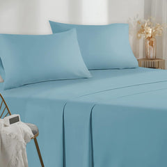 Completo Lenzuola in Microfibra Morbida - Celeste / 180x190/200 cm