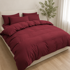 Set Copripiumino in Microfibra con Federa - Bordeaux / 155x200 CM 1 Federa 50x80