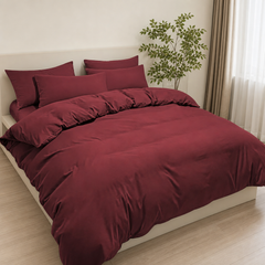 Set Copripiumino in Microfibra con Federa - Bordeaux / 200x200 CM 2 Federa 50x80